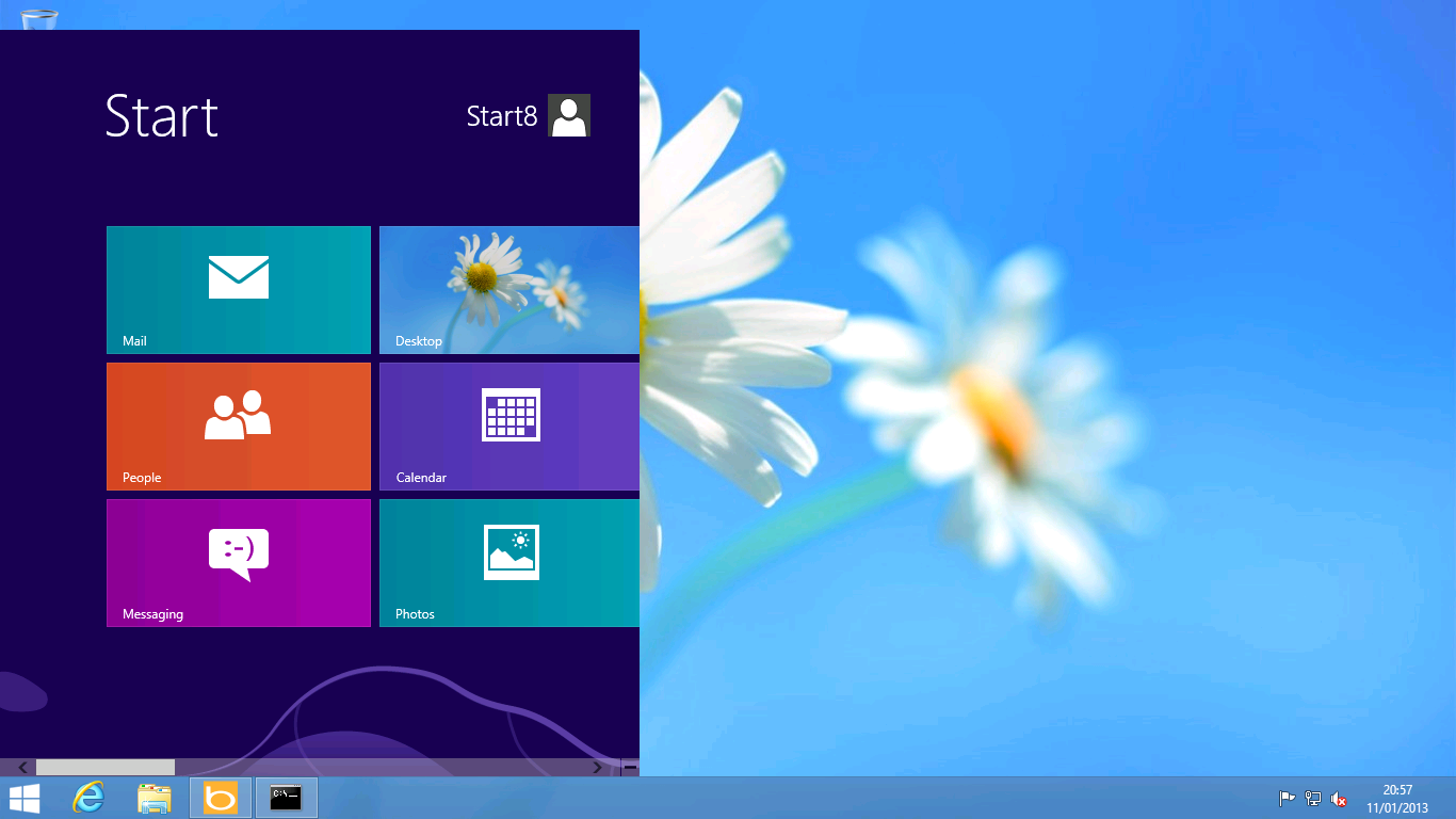 Desktop mode. Пуск start8. Start8 для Windows 10. Ромашка виндовс 8. Windows 8.1 start menu Wallpaper.