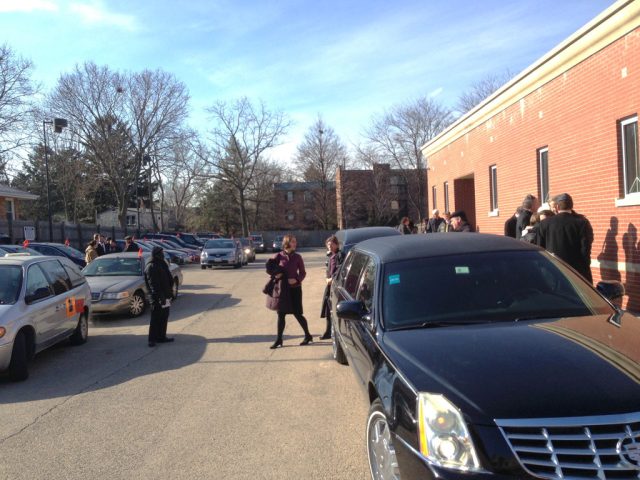 Mourners leaving Central Avenue Synagogue after the funeral for Aaron Swartz.