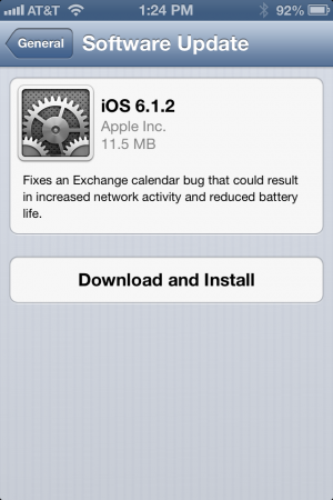 iOS 6.1.2 brings a microscopic but important list of changes.