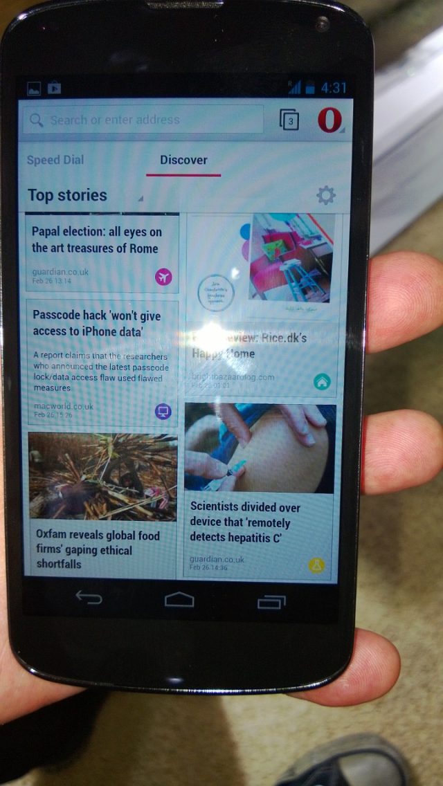 Discover's news feed of today's stories.