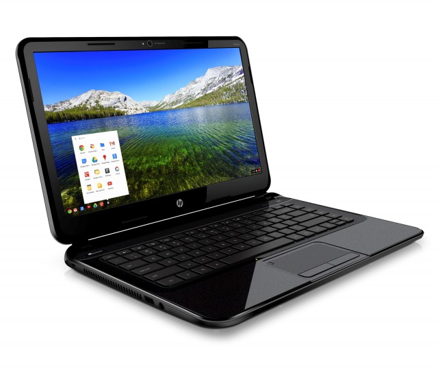 Press shot of HP's Pavilion Chromebook. Its portrayal of the screen's color and viewing angles is probably a bit too optimistic.