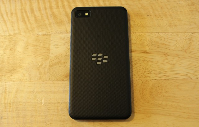 The soft rubberized back cover is broken only by an understated silver BlackBerry logo and the opening for the camera and LED flash.