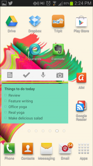 Google Keep comes with two widgets for Android. This one is the extended version, with the ability to scroll through the notes without firing up the app.