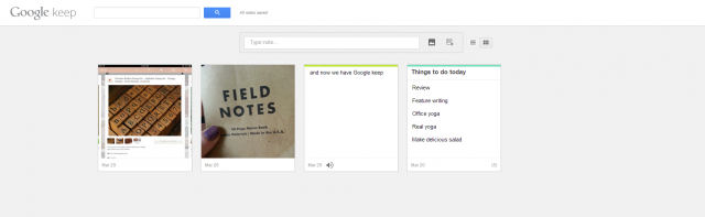 Use the Google Drive website to view your Google Keep notes.