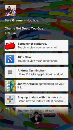 Another screenshot of various notifications, which fade out as they hit the bottom of the screen. 