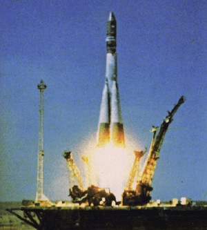 Vostok 1 lifts off from Tyura-Tam cosmodrome 