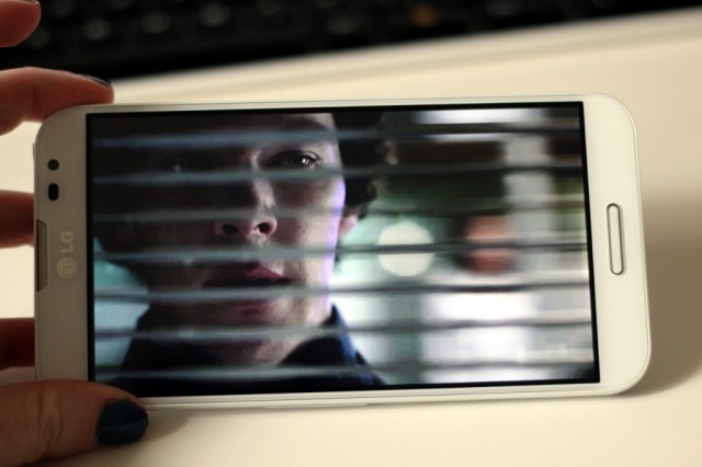 An episode of <em>Sherlock</em> is thoroughly enjoyable on the Optimus G Pro's 1080p screen.