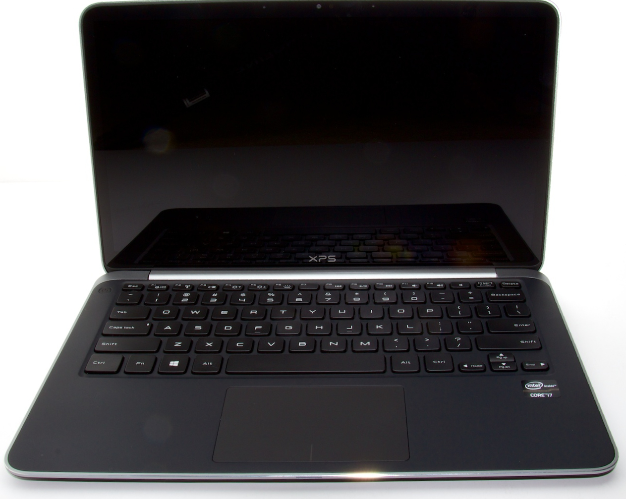 The XPS 13 Developer Edition. Black is the predominant color, drawing 