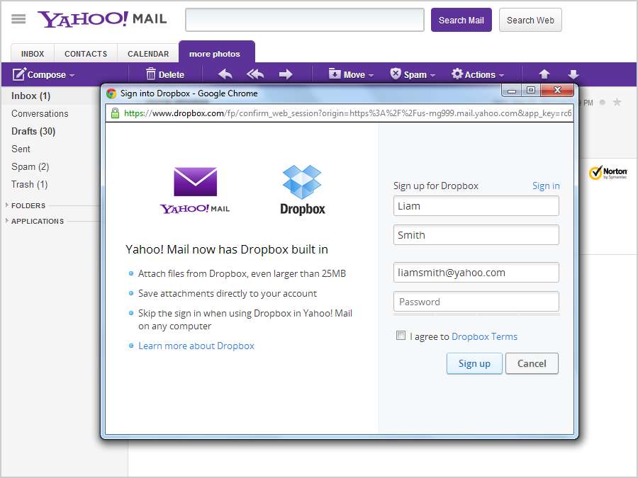 yahoo mail attachment size limit