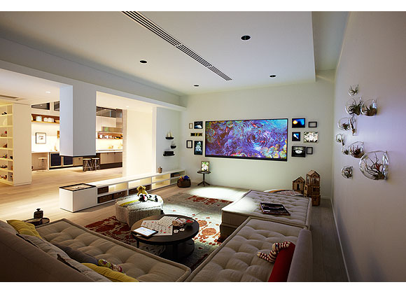 A photo of the living room "of the future" in Microsoft's Envisioning Center.