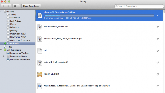 Firefox 20's new download manager.