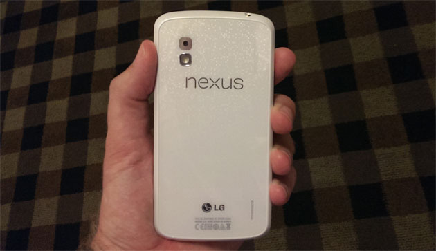 A white Nexus 4 spotted in the wild. It missed the keynote, but it's apparently still coming.