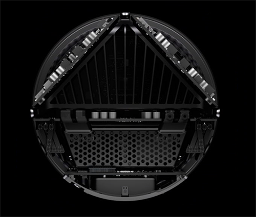 The Mac Pro 2013 interiors arranged around the thermal core.<br />
