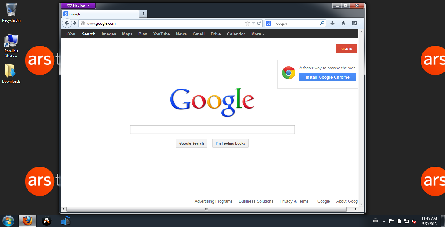 Web browser before search No. 1...
