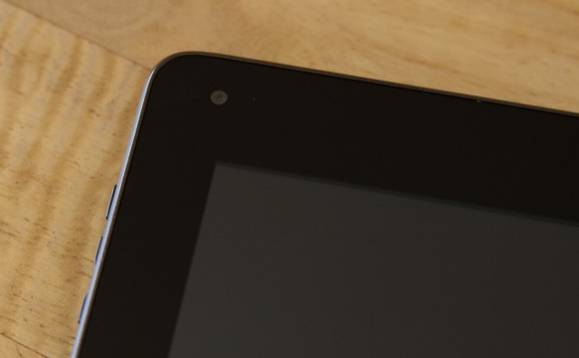 The 0.3MP front-facing camera in the tablet's upper-left corner.