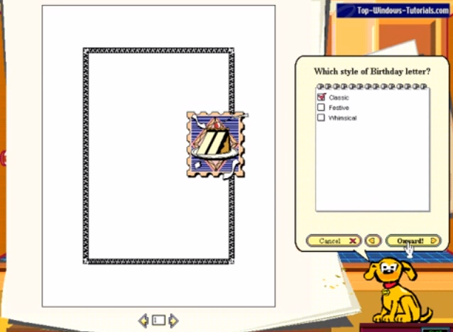 The Windows 95 "Microsoft Bob" interface. Twenty years ago, not only did we write birthday letters, but they were so easy, a cartoon dog could tell us how to do it. 