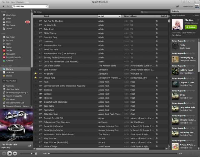 Spotify's desktop application on the PC.