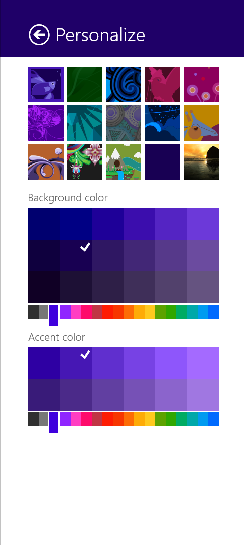 There are more color combinations allowed for the Start screen, plus new backgrounds.