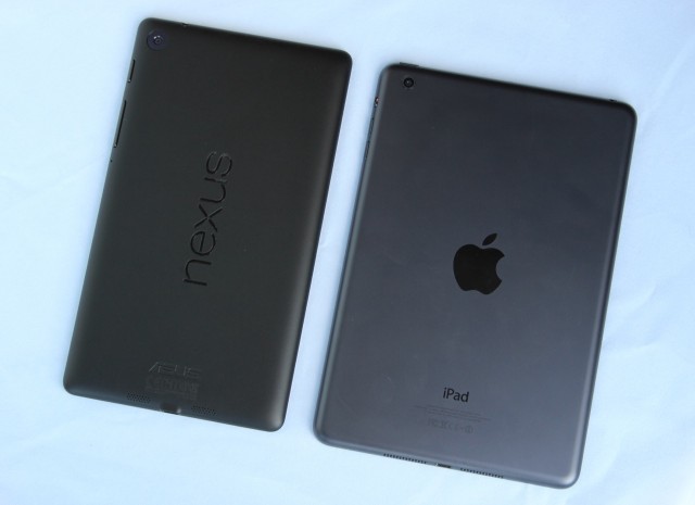 The new Nexus 7's finish is reminiscent of the iPad mini's, except it's soft-touch plastic instead of aluminum.