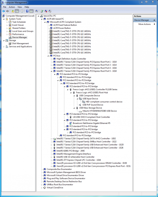 After installing the Fresco Logic drivers, USB is a go. Here's a shot of device manager showing the Fresco Logic USB controller.