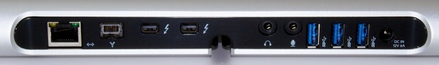 Ports on the back of the Thunderbolt Express Dock. Those USB 3.0 ports are limited to 2.5Gbps.