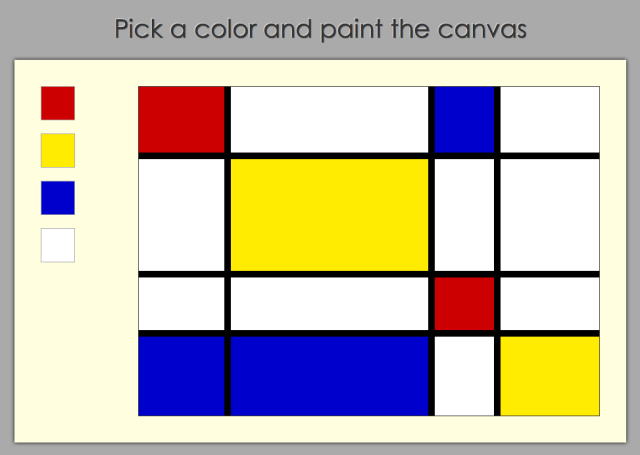 One of Jennifer Dewalt's creations, this webpage lets visitors create paintings in the style of Piet Mondriaan.