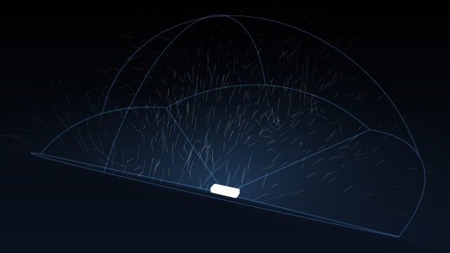 A graphical representation of the Leap Motion's field of view, taken from the orientation application.