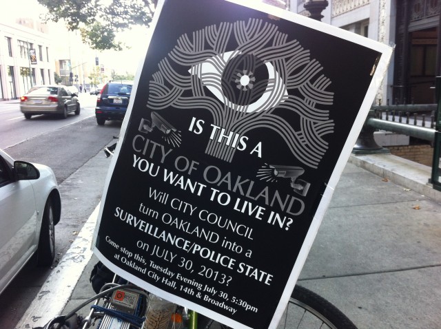 This sign was seen outside the Oakland City Council meeting on Tuesday evening.
