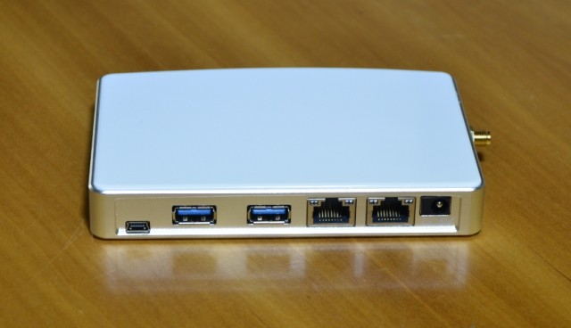 The Pwn Plug R2 sports two gigabit Ethernet ports for bridging or tapping, plus USB ports for attaching accessories like software-defined radios.