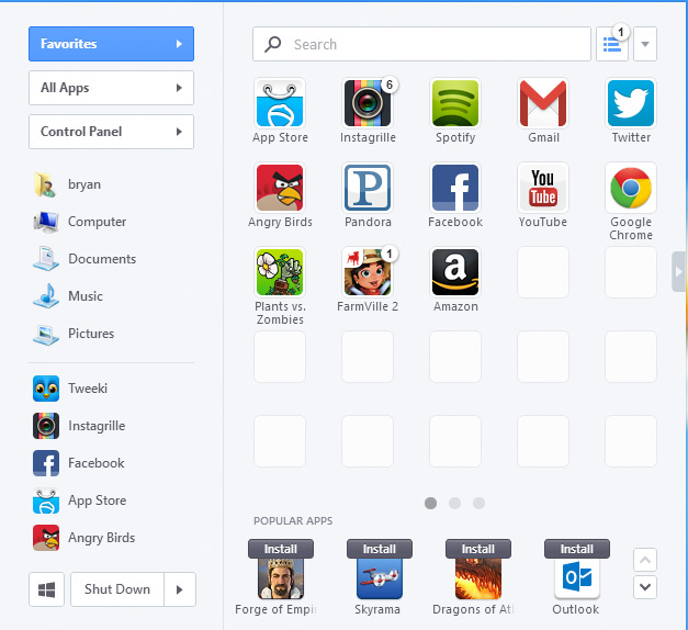 How do you install apps from the Windows 8 app store?