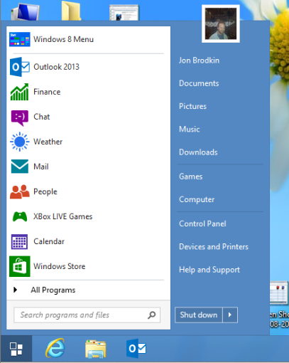 menu startowe mac dla systemu MS Windows 8