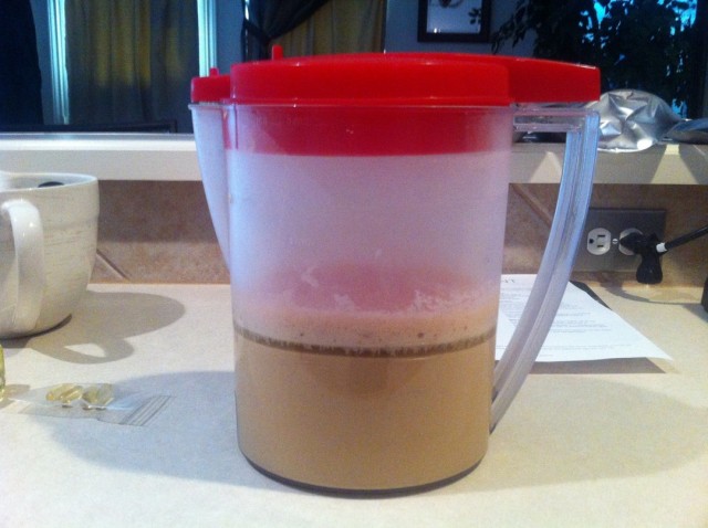 Soylent, stratified. (Apologies for the smartphone camera picture.)