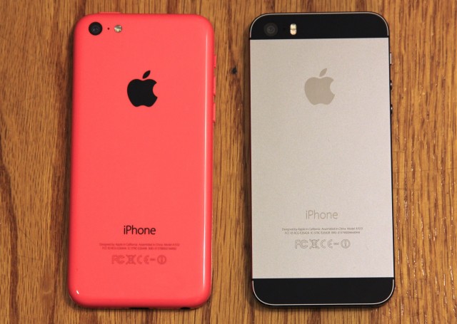 The black Apple logo and text are all equally smooth and sit flush with the back of the phone. This is in contrast to the slightly raised Apple logo on devices like the iPhone 5S (pictured) or iPod touch.