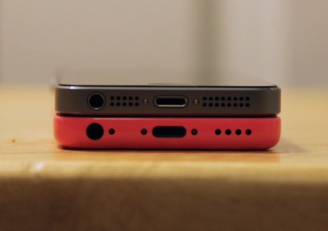 The iPhone 5C carries over the same general layout as the 5S: the headphone jack, Lightning port, and (slightly modified) speaker grille are on the bottom. As tiny phone speakers, neither the 5C or the 5S are anything to write home about, but it's worth noting that the 5C's speaker is noticeably more muffled-sounding than the one on the 5 and 5S.