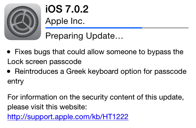 Installing iOS 7.0.2.