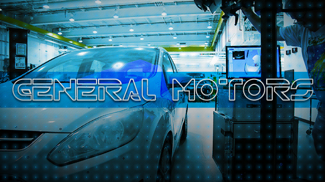 In this photo illustration the General Motors Company logo is seen