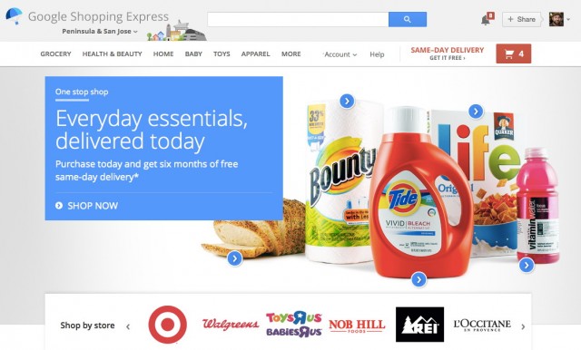 Google Shopping Express' home page.