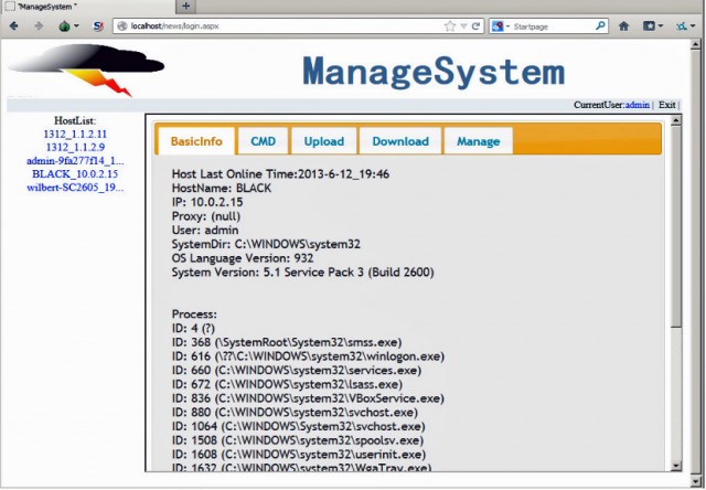 A screenshot from one of the Icefog command and control servers accessed by Kaspersky Lab researchers.