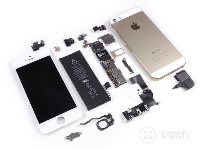 A gold iPhone 5S, exploded.