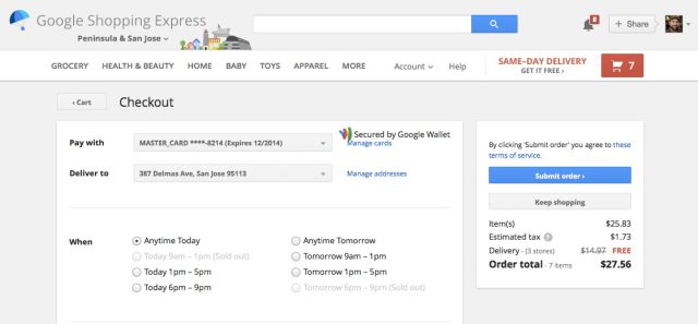 google shopping express zip code