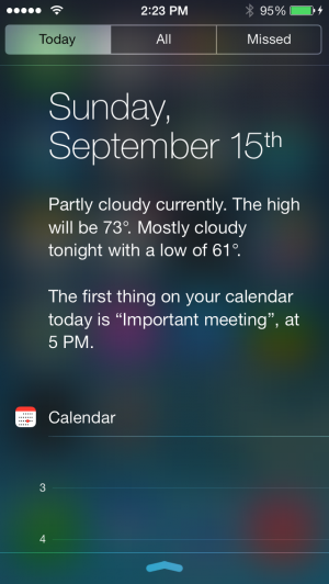 The more expanded Today View in iOS 7.