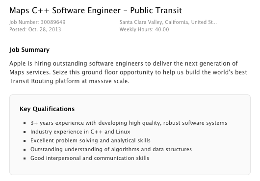 Job postings suggest Apple Maps may finally get public transit directions