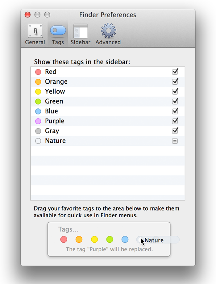 The devious puzzle box that is the Finder’s Tags preferences.
