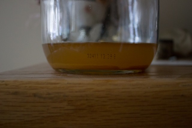 The sediment remaining after the cider settled out in a secondary fermentation vessel. 