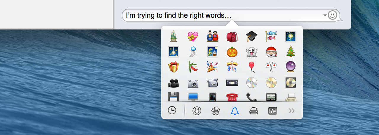 Special characters, now in popover form, available through a new keyboard shortcut: command-control-space.