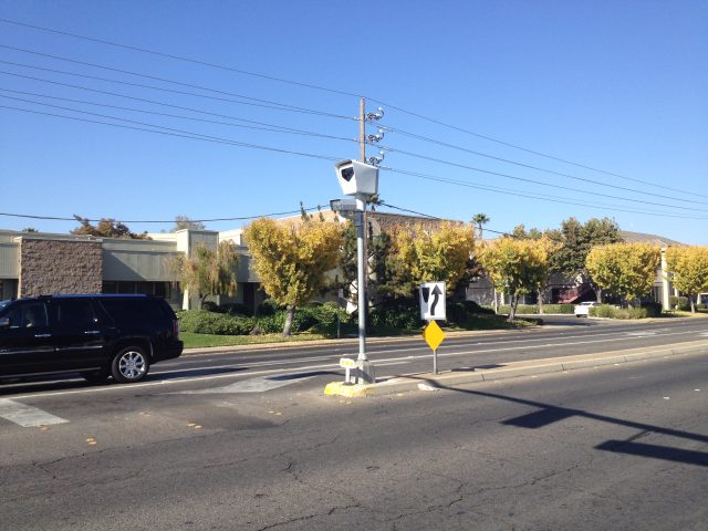 A Redflex camera as seen in Modesto, California.