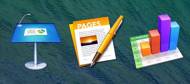 The icons for Keynote 6.0, Pages 5.0, and Numbers 3.0 (iWork '13).