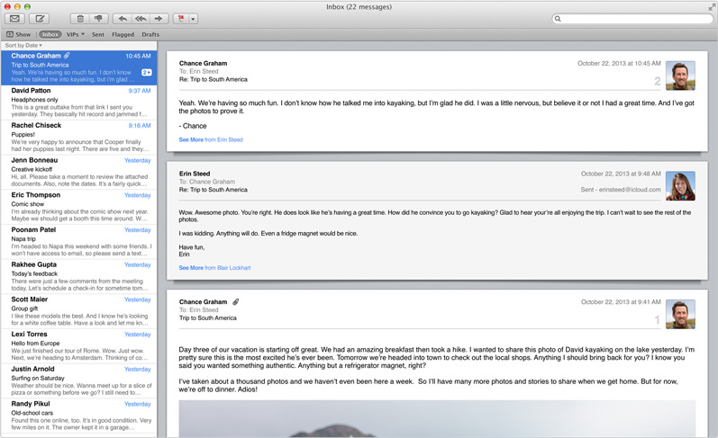 mail mac os x mavericks