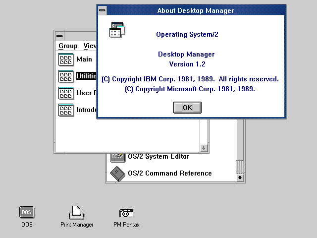 OS/2 versión 1.2, lanzada a finales de 1989.