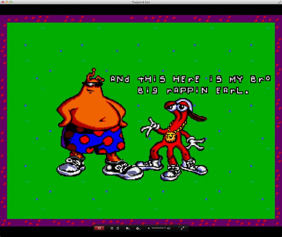 ToeJam and Earl for the Sega Genesis. The control overlay at the bottom of the screen will fade out and reappear based on your mouse activity.